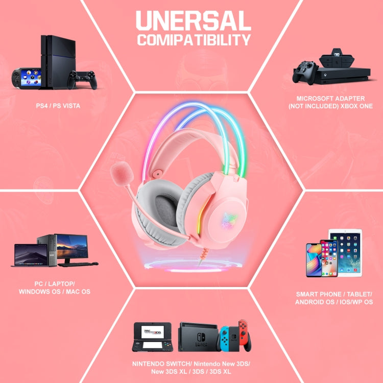 Frendorf | X26 USB+3.5mm RGB Kabel Gaming Headset (Pink)