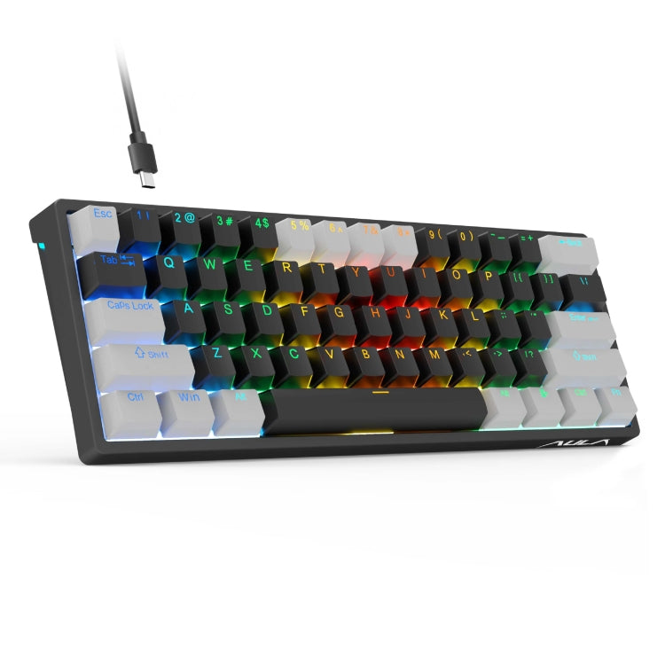 Frendorf | AULA F3261 Type-C Verdrahtete Hot Swappable 61 Tasten RGB Mechanische Tastatur (Grau Schwarz Grün Achse)