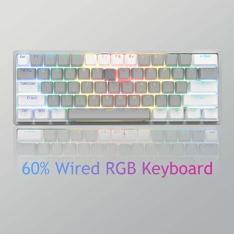 Frendorf | AULA F3261 Type-C Verdrahtete Hot Swappable 61 Tasten RGB Mechanische Tastatur (Grau Schwarz Grün Achse)