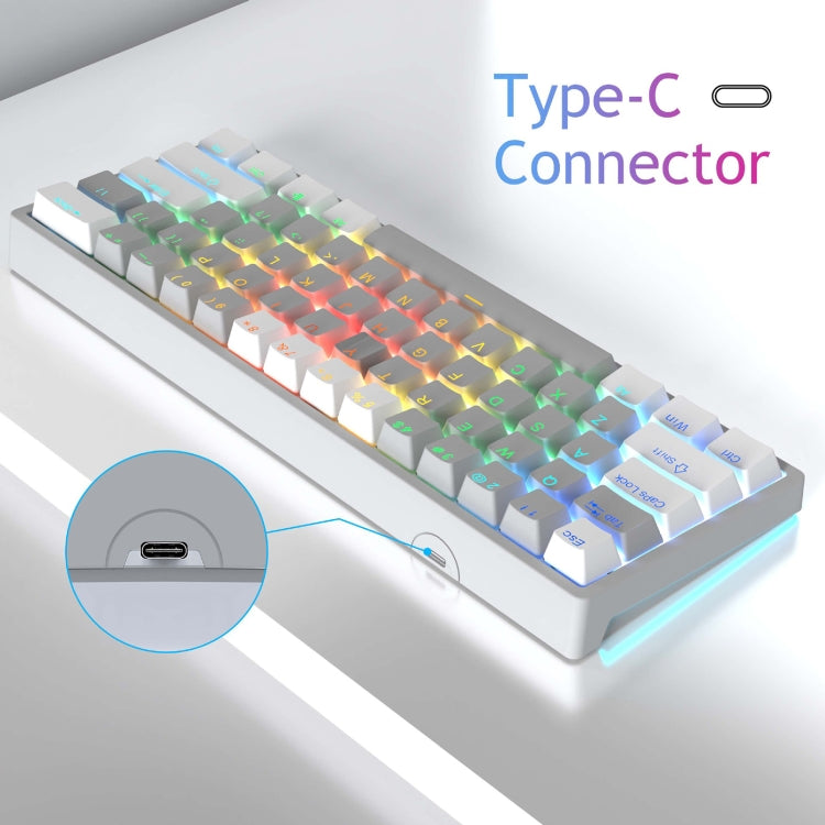 Frendorf | AULA F3261 Type-C Verdrahtete Hot Swappable 61 Tasten RGB Mechanische Tastatur (Grau Schwarz Grün Achse)