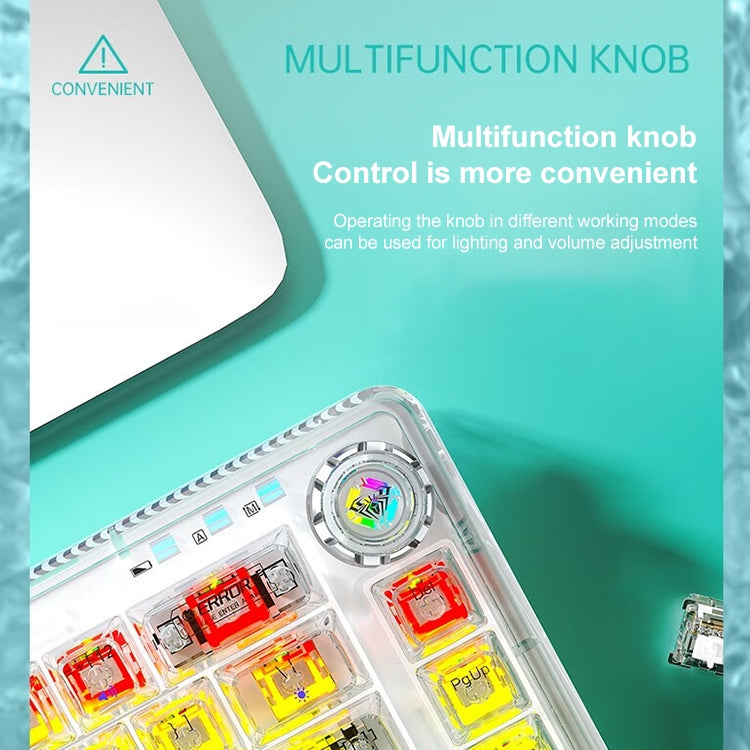Frendorf | AULA F68 Transparent Customized Wired/Wireless/Bluetooth Three Model RGB Plug-and-Play Mechanische Tastatur (Schwarz Transparent)