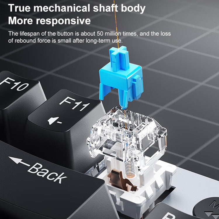 Frendorf | AULA F3001 Hintergrundbeleuchtet 87 Tasten Kabelgebunden/Drahtlos/Bluetooth Drei Modell Mechanische Gaming Tastatur (Silber Weiß Tee Schaft)