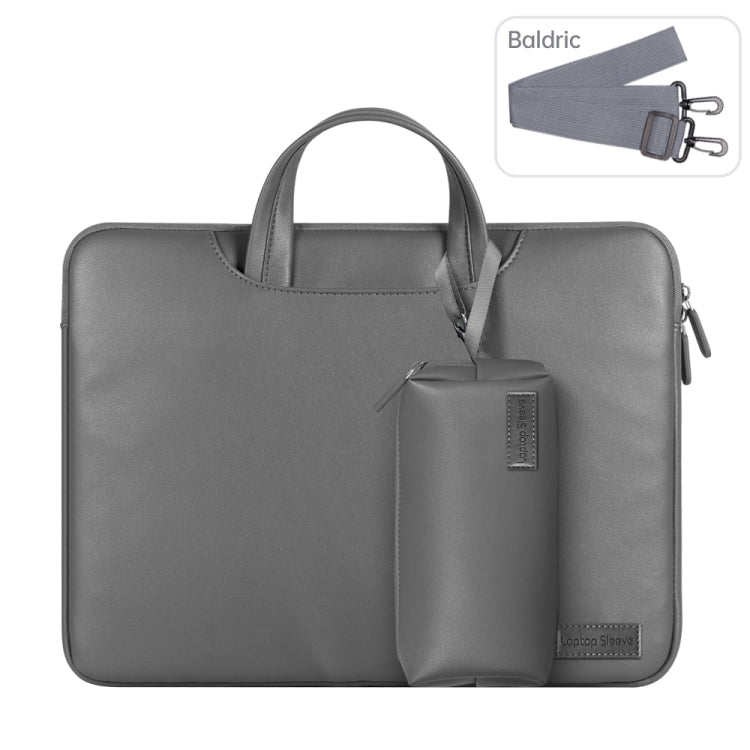 Frendorf | Wasserfeste PU Laptop Tasche Innentasche mit Power Pack, Größe: 13 / 14 Zoll (Grau)