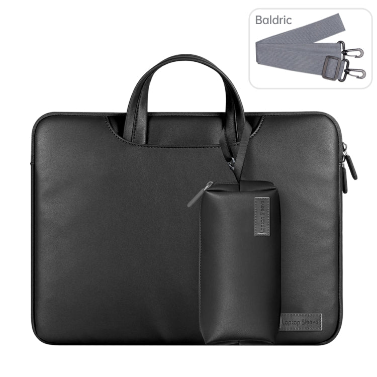 Frendorf | Wasserdichte PU-Laptoptasche Innentasche mit Power Pack, Größe: 15 Zoll (Schwarz)