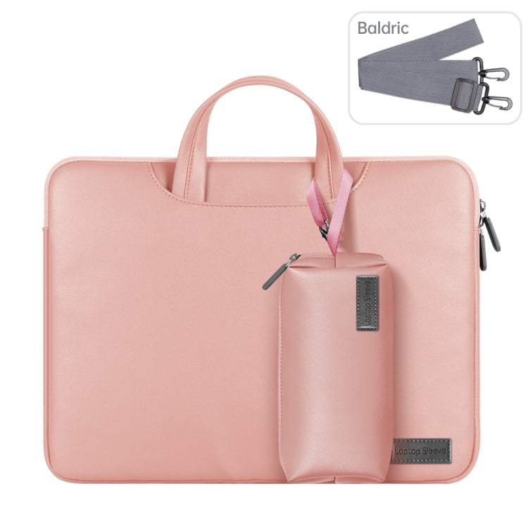 Frendorf | Wasserdichte PU Laptop Tasche Innentasche mit Power Pack, Größe: 15 Zoll (Roségold)