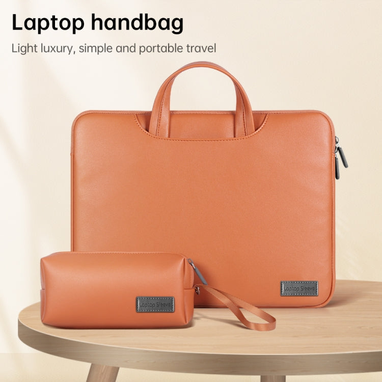 Frendorf | Wasserdichte PU Laptop Tasche Innentasche mit Power Pack, Größe: 15 Zoll (Roségold)