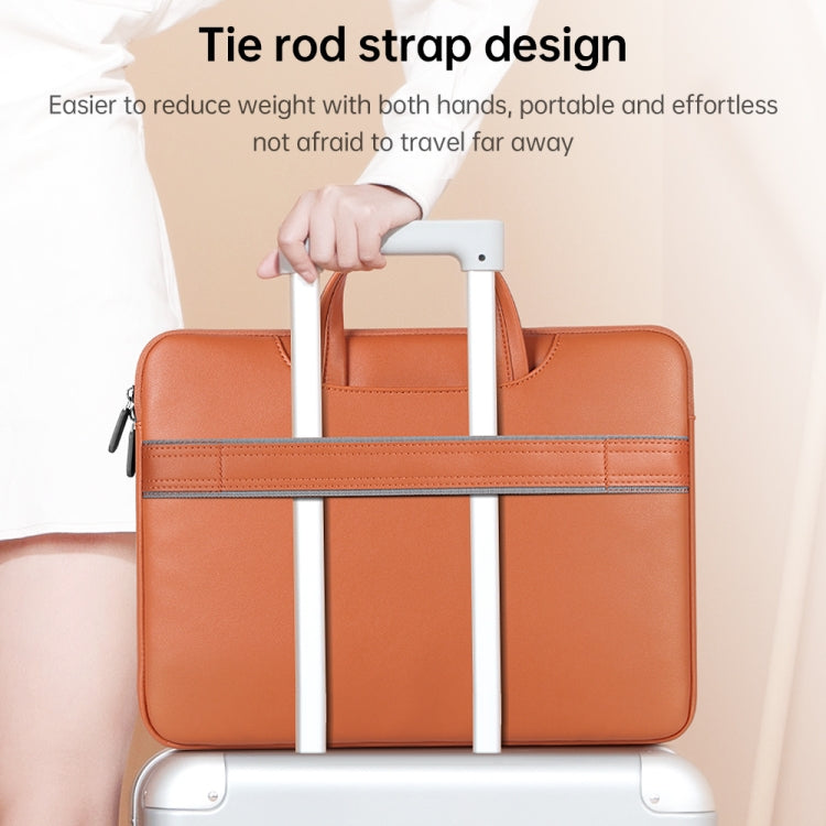 Frendorf | Wasserdichte PU Laptop Tasche Innentasche mit Power Pack, Größe: 15 Zoll (Roségold)