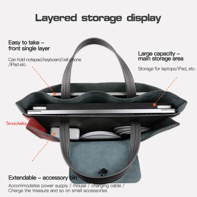 Frendorf | 13-14 Zoll Universal Elastischer Faden Knopf Tragbare Laptop Innen Tasche (Braun)