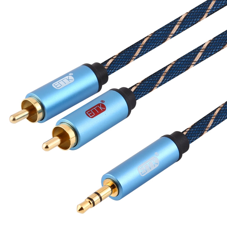 Frendorf | EMK 3,5mm Klinke männlich auf 2 x RCA männlich vergoldeter Stecker Lautsprecher Audiokabel, Kabellänge: 5m (Dunkelblau)