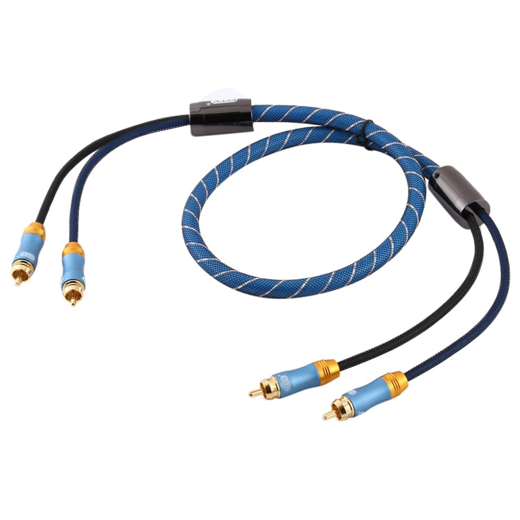 Frendorf | EMK 2 x RCA Männlich zu 2 x RCA Männlich vergoldeter Anschluss Nylongewebe Koaxial-Audio-Kabel für TV / Verstärker / Heimkino / DVD, Kabellänge: 1m (Dunkelblau)
