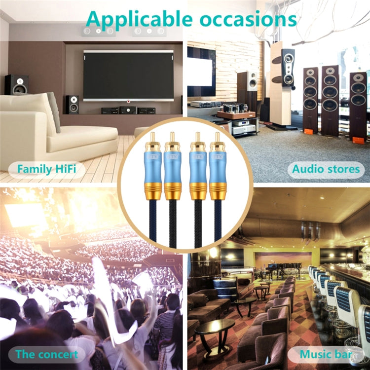 Frendorf | EMK 2 x RCA Stecker auf 2 x RCA Stecker vergoldeter Anschluss Nylongewebe Koaxial Audio Kabel für TV / Verstärker / Heimkino / DVD, Kabel Länge: 3m (Dunkelblau)