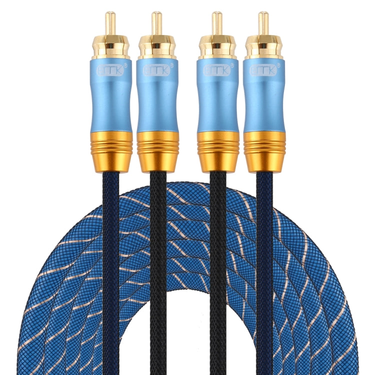 Frendorf | EMK 2 x RCA männlich zu 2 x RCA männlich vergoldeter Stecker Nylon-Gewebe Koaxial Audio Kabel für TV / Verstärker / Heimkino / DVD, Kabel Länge:5m(Dunkelblau)
