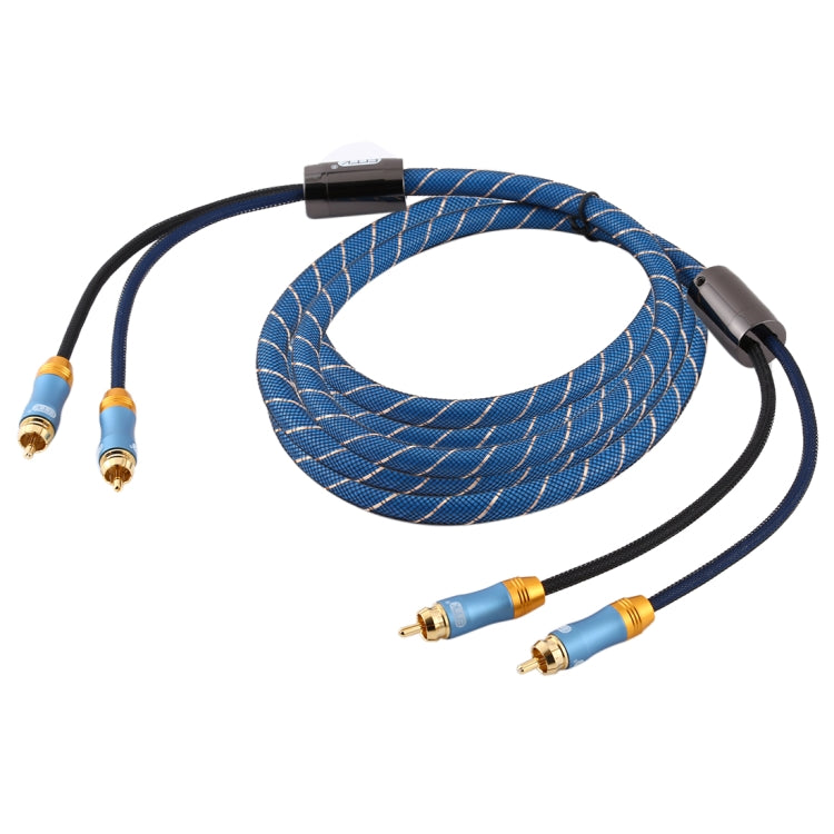 Frendorf | EMK 2 x RCA männlich zu 2 x RCA männlich vergoldeter Stecker Nylon-Gewebe Koaxial Audio Kabel für TV / Verstärker / Heimkino / DVD, Kabel Länge:5m(Dunkelblau)