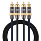Frendorf | EMK 2 x RCA Stecker zu 2 x RCA Stecker Goldbeschichteter Connector Nylon Geflecht Koaxial Audio Kabel für TV / Verstärker / Heimkino / DVD, Kabellänge: 1m (Schwarz)
