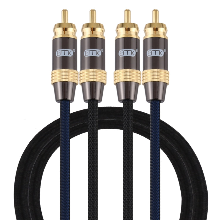 Frendorf | EMK 2 x RCA Stecker zu 2 x RCA Stecker Goldbeschichteter Connector Nylon Geflecht Koaxial Audio Kabel für TV / Verstärker / Heimkino / DVD, Kabellänge: 1m (Schwarz)