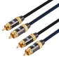 Frendorf | EMK 2 x RCA Stecker zu 2 x RCA Stecker Goldbeschichteter Connector Nylon Geflecht Koaxial Audio Kabel für TV / Verstärker / Heimkino / DVD, Kabellänge: 1m (Schwarz)