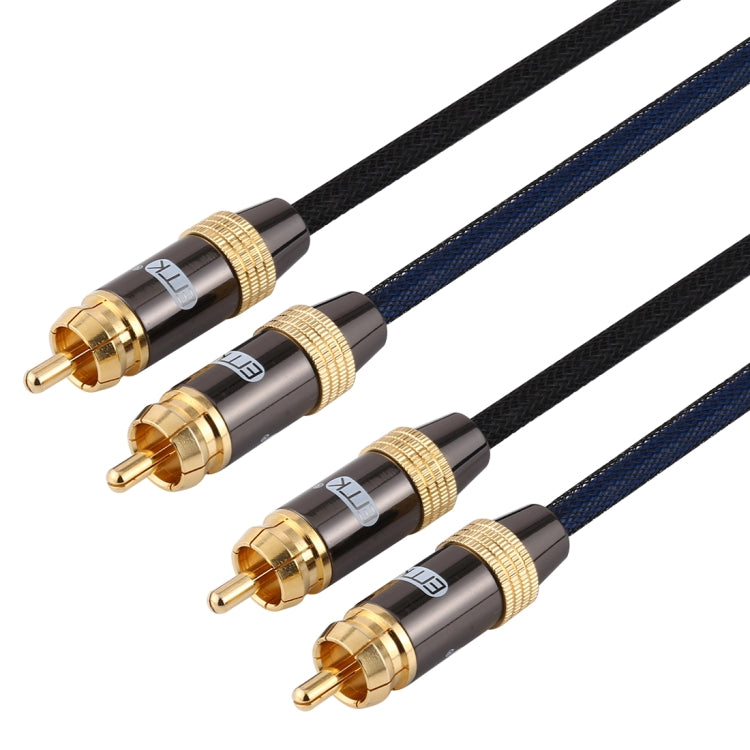 Frendorf | EMK 2 x RCA Stecker zu 2 x RCA Stecker Goldbeschichteter Connector Nylon Geflecht Koaxial Audio Kabel für TV / Verstärker / Heimkino / DVD, Kabellänge: 1m (Schwarz)