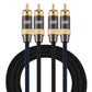 Frendorf | EMK 2 x RCA Stecker auf 2 x RCA Stecker vergoldeter Anschluss Nylon geflochten Koaxial Audio Kabel für TV / Verstärker / Heimkino / DVD, Kabellänge: 1,5m (Schwarz)