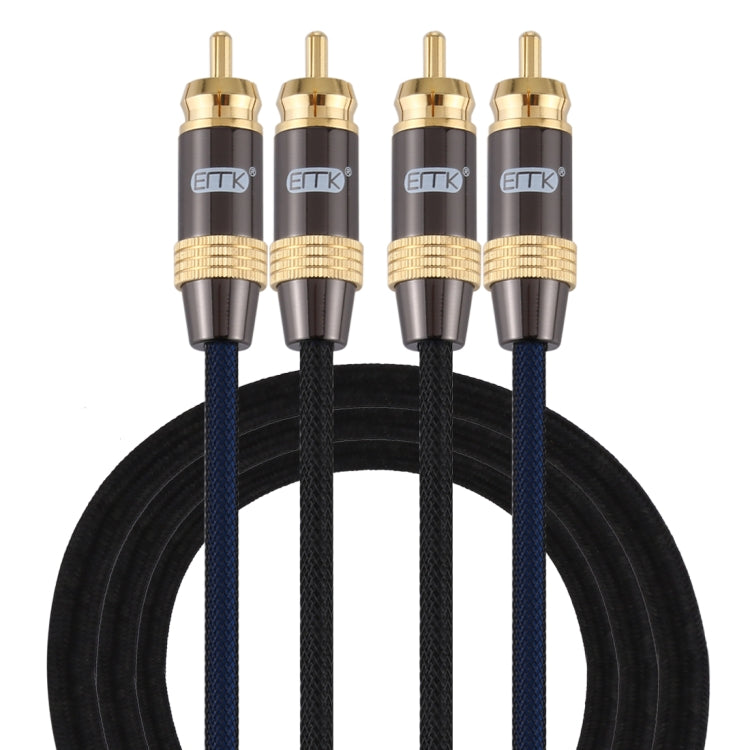 Frendorf | EMK 2 x RCA Stecker auf 2 x RCA Stecker vergoldeter Anschluss Nylon geflochten Koaxial Audio Kabel für TV / Verstärker / Heimkino / DVD, Kabellänge: 1,5m (Schwarz)