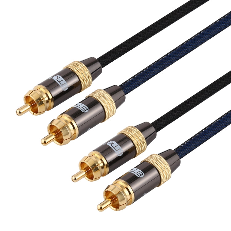Frendorf | EMK 2 x RCA Stecker auf 2 x RCA Stecker vergoldeter Anschluss Nylon geflochten Koaxial Audio Kabel für TV / Verstärker / Heimkino / DVD, Kabellänge: 1,5m (Schwarz)