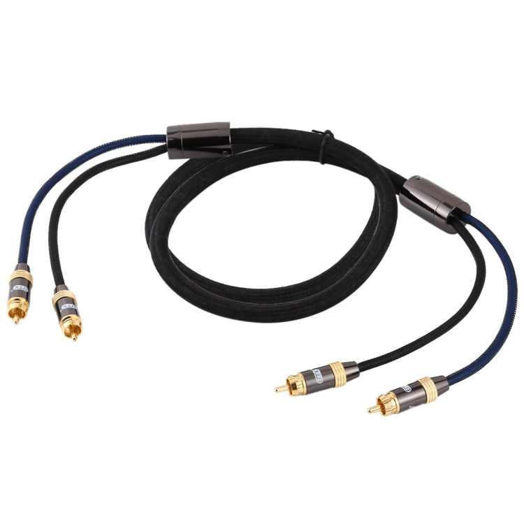 Frendorf | EMK 2 x RCA Stecker auf 2 x RCA Stecker vergoldeter Anschluss Nylon geflochten Koaxial Audio Kabel für TV / Verstärker / Heimkino / DVD, Kabellänge: 1,5m (Schwarz)