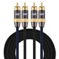 Frendorf | EMK 2 x RCA Stecker zu 2 x RCA Stecker vergoldeter Anschluss Nylongeflecht Koaxial Audio Kabel für TV / Verstärker / Heimkino / DVD, Kabellänge: 2m (Schwarz)