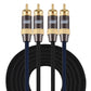 Frendorf | EMK 2 x RCA Stecker zu 2 x RCA Stecker vergoldeter Verbinder Nylongeflecht Koaxial Audio Kabel für Fernseher / Verstärker / Heimkino / DVD, Kabellänge: 5m (Schwarz)