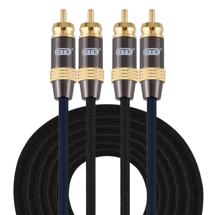 Frendorf | EMK 2 x RCA Stecker zu 2 x RCA Stecker vergoldeter Verbinder Nylongeflecht Koaxial Audio Kabel für Fernseher / Verstärker / Heimkino / DVD, Kabellänge: 5m (Schwarz)