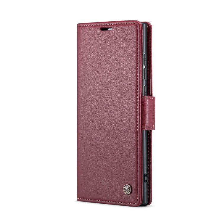 Frendorf | Für Samsung Galaxy S24 Ultra CaseMe 023 Schmetterlingsschnalle Litchi-Textur RFID Diebstahlschutz Lederhandyhülle (Weinrot)