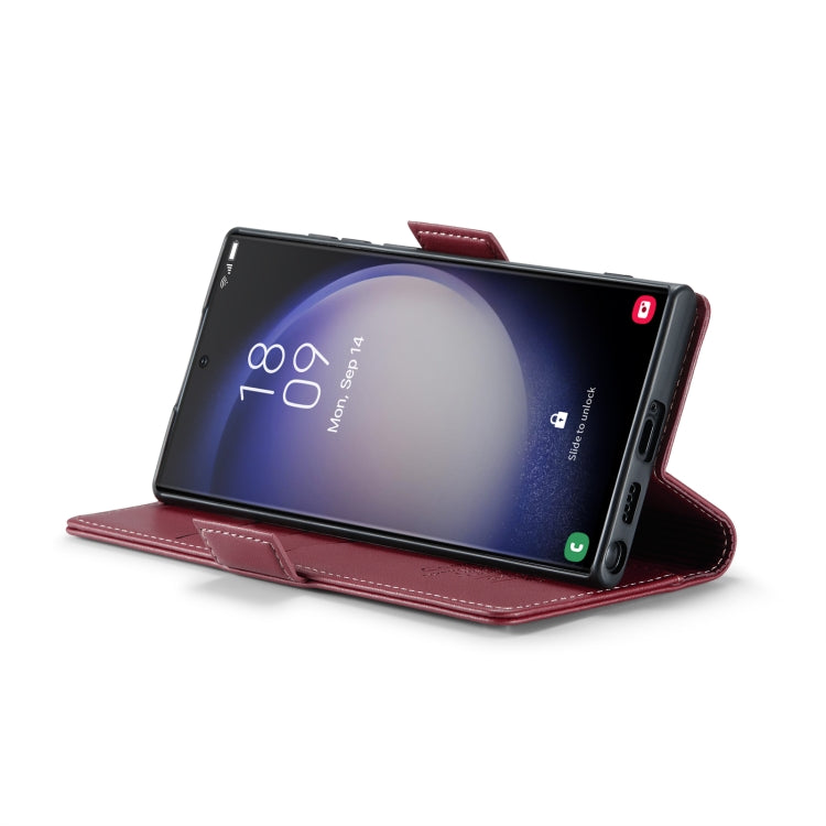 Frendorf | Für Samsung Galaxy S24 Ultra CaseMe 023 Schmetterlingsschnalle Litchi-Textur RFID Diebstahlschutz Lederhandyhülle (Weinrot)