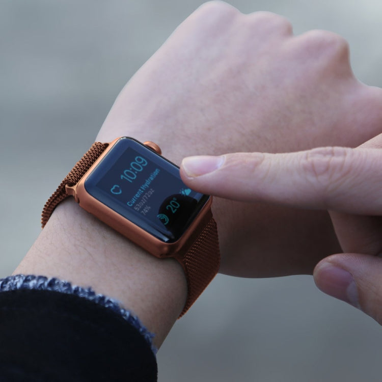 Frerndorf | Für Apple Watch Series 9&8&7 41mm / 6 & SE & 5 & 4 40mm / 3 & 2 & 1 38mm Mailänder Loop Magnetische Edelstahl-Uhrenarmband (Bronze Gold)