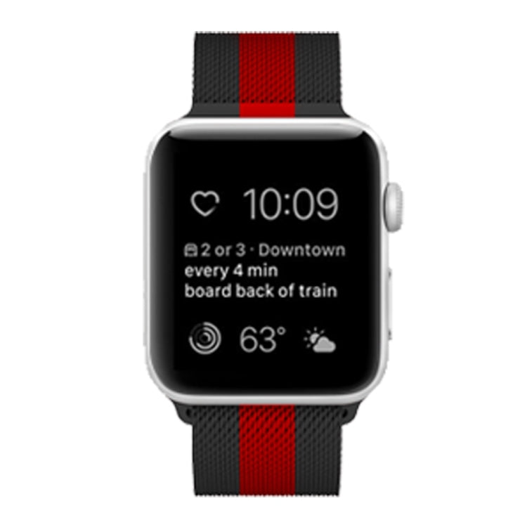 Frerndorf | Für Apple Watch Series 9&8&7 41mm / SE 3&SE 2&6&SE&5&4 40mm / 3&2&1 38mm Mailänder Loop Magnetische Edelstahl-Uhrenarmband (Schwarz Rot)