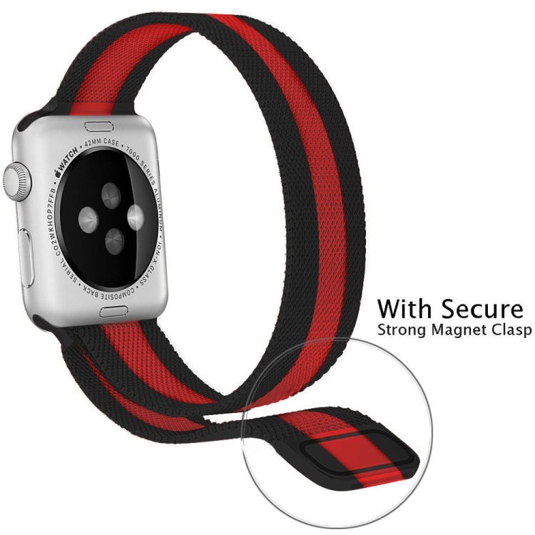 Frerndorf | Für Apple Watch Series 9&8&7 41mm / SE 3&SE 2&6&SE&5&4 40mm / 3&2&1 38mm Mailänder Loop Magnetische Edelstahl-Uhrenarmband (Schwarz Rot)