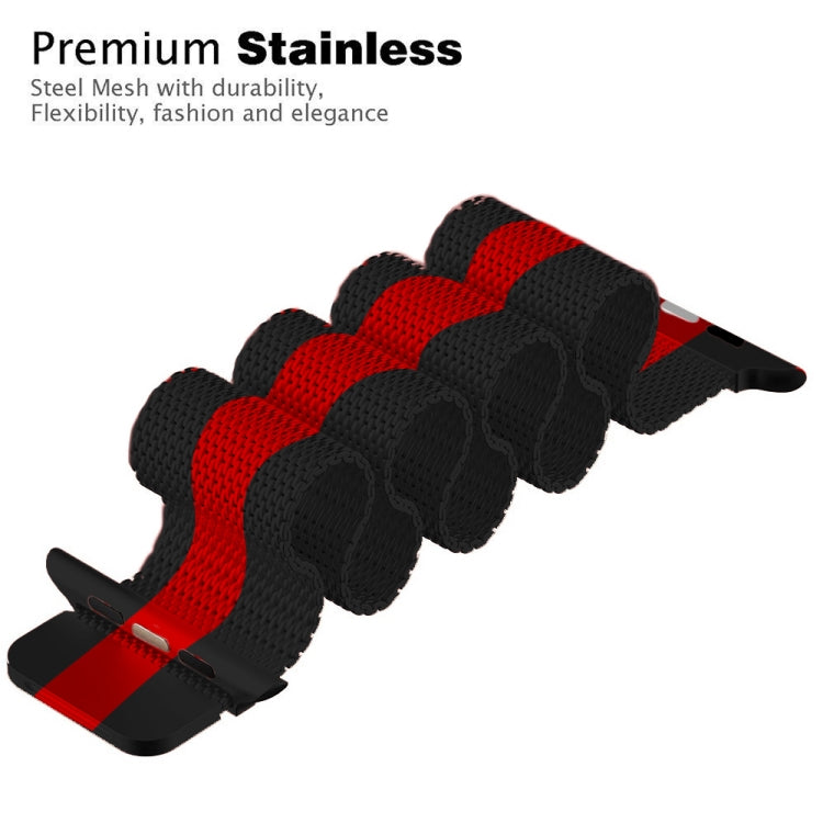 Frerndorf | Für Apple Watch Series 9&8&7 41mm / SE 3&SE 2&6&SE&5&4 40mm / 3&2&1 38mm Mailänder Loop Magnetische Edelstahl-Uhrenarmband (Schwarz Rot)