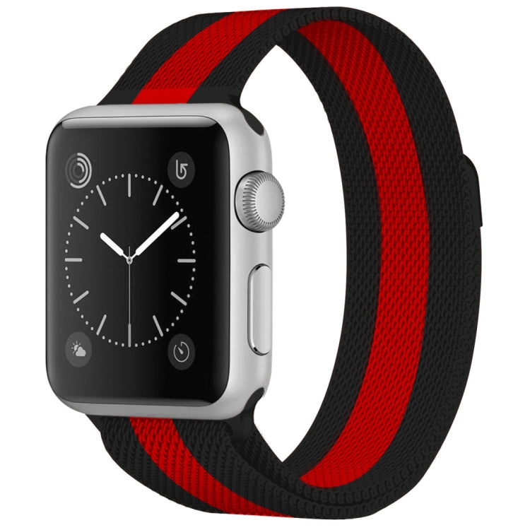 Frerndorf | Für Apple Watch Series 9&8&7 41mm / SE 3&SE 2&6&SE&5&4 40mm / 3&2&1 38mm Mailänder Loop Magnetische Edelstahl-Uhrenarmband (Schwarz Rot)