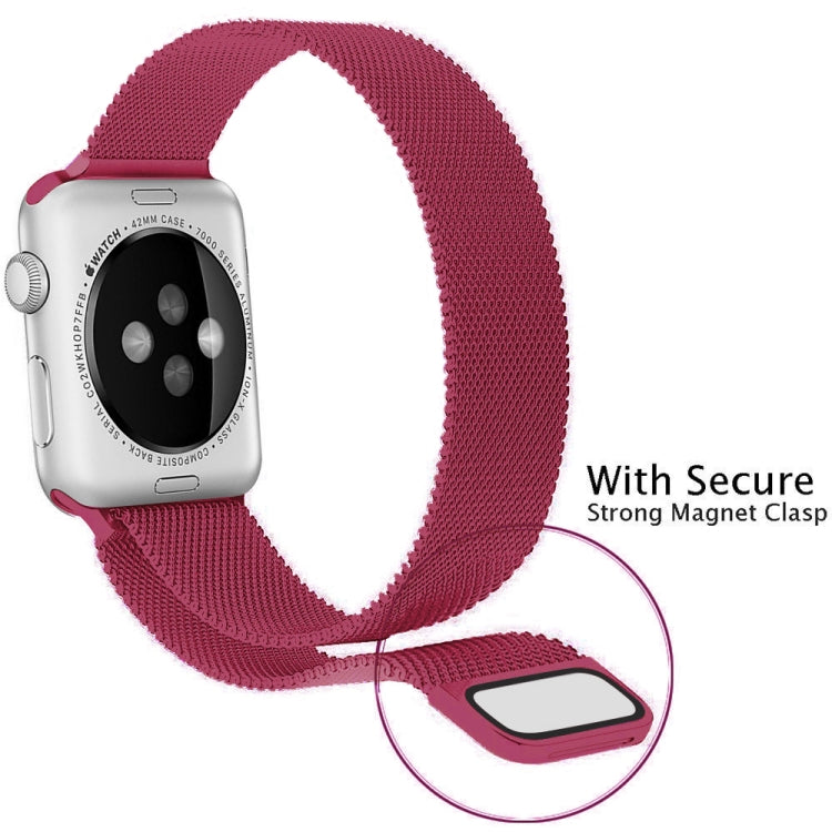 Frerndorf | Für Apple Watch Ultra 49mm & Watch Ultra 2 49mm / Series 9 & 8 & 7 45mm / 6 & SE & 5 & 4 44mm / 3 & 2 & 1 42mm Milanese Loop Magnetisches Edelstahl-Uhrenarmband (Tee Rot)