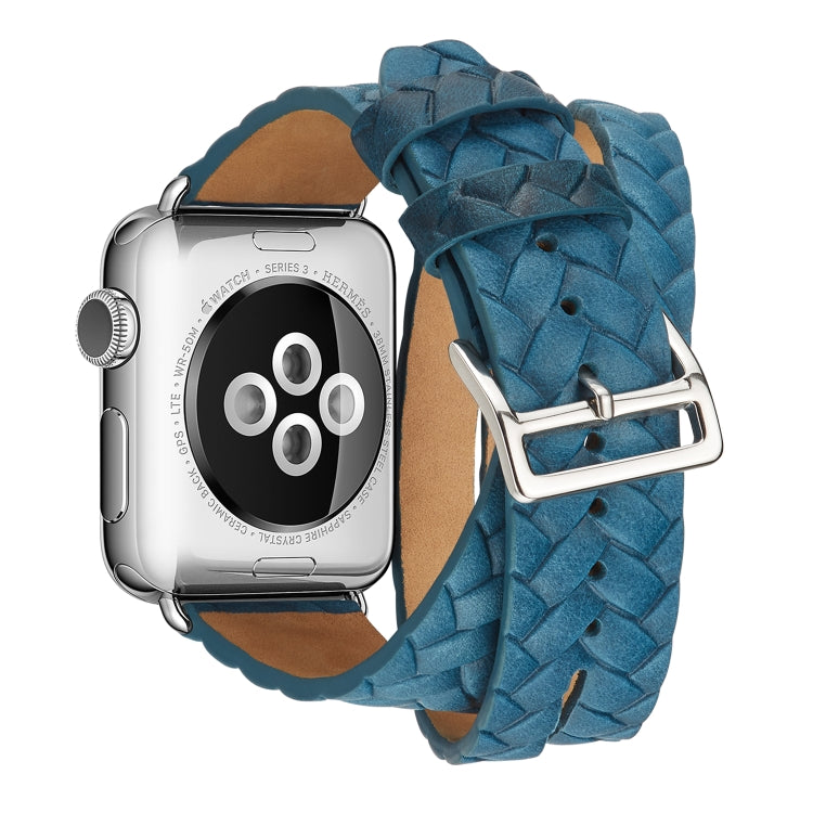 Frendorf | Für Apple Watch Series 7 41mm / 6 & SE & 5 & 4 40mm / 3 & 2 & 1 38mm Oberleder Prägung Krone Uhrband (Blau)