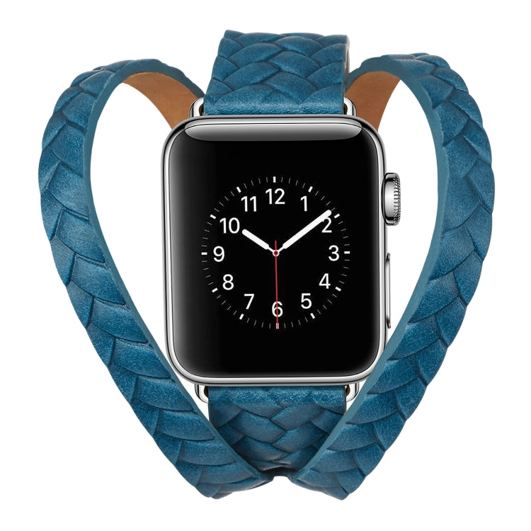 Frendorf | Für Apple Watch Series 7 41mm / 6 & SE & 5 & 4 40mm / 3 & 2 & 1 38mm Oberleder Prägung Krone Uhrband (Blau)