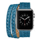 Frendorf | Für Apple Watch Series 7 41mm / 6 & SE & 5 & 4 40mm / 3 & 2 & 1 38mm Oberleder Prägung Krone Uhrband (Blau)
