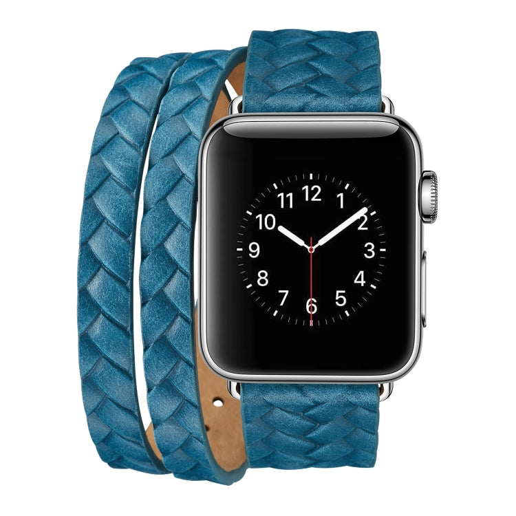Frendorf | Für Apple Watch Series 7 41mm / 6 & SE & 5 & 4 40mm / 3 & 2 & 1 38mm Oberleder Prägung Krone Uhrband (Blau)