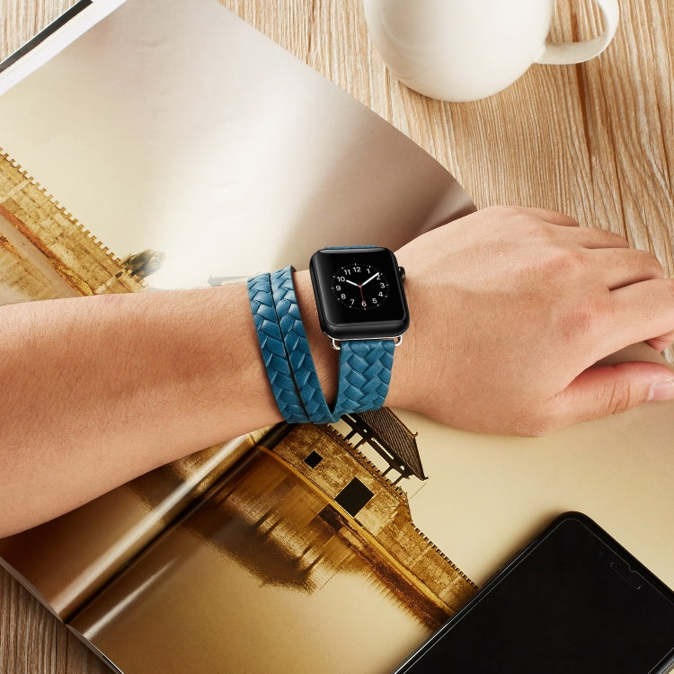 Frendorf | Für Apple Watch Series 7 41mm / 6 & SE & 5 & 4 40mm / 3 & 2 & 1 38mm Oberleder Prägung Krone Uhrband (Blau)