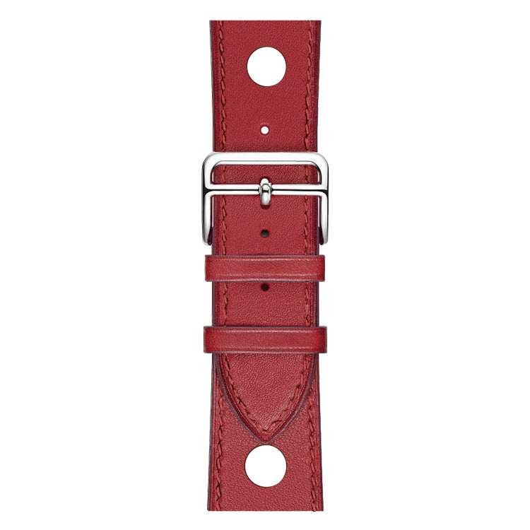 Frendorf | Für Apple Watch Series 7 41mm / 6 & SE & 5 & 4 40mm / 3 & 2 & 1 38mm Leder Drei Löcher Uhrenarmband (Rot)