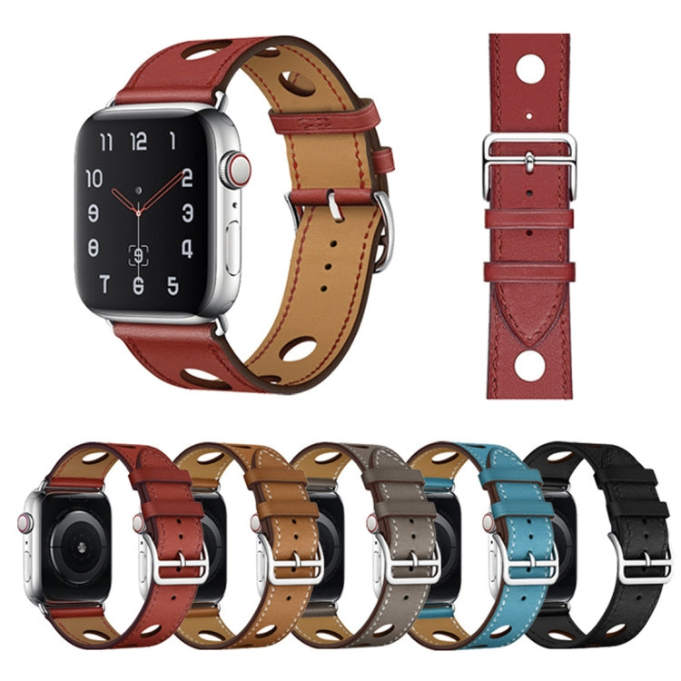 Frendorf | Für Apple Watch Series 7 41mm / 6 & SE & 5 & 4 40mm / 3 & 2 & 1 38mm Leder Drei Löcher Uhrenarmband (Rot)