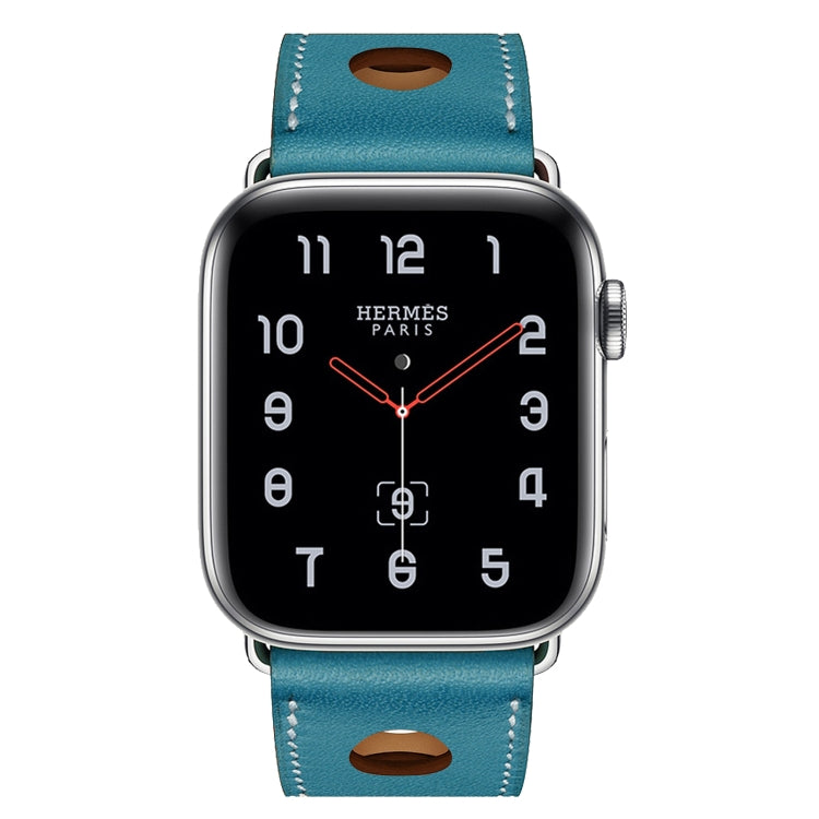 Frerndorf | Für Apple Watch Ultra 49mm / Series 8&7 45mm / SE 2&6&SE&5&4 44mm / 3&2&1 42mm Leder Drei Löcher Uhrenarmband (Blau)