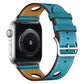 Frerndorf | Für Apple Watch Ultra 49mm / Series 8&7 45mm / SE 2&6&SE&5&4 44mm / 3&2&1 42mm Leder Drei Löcher Uhrenarmband (Blau)
