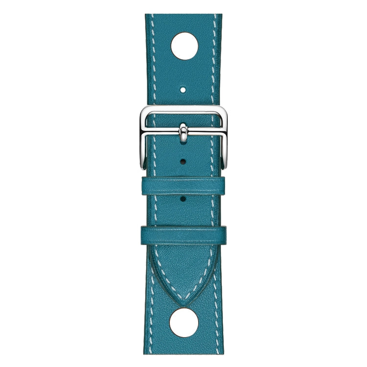 Frerndorf | Für Apple Watch Ultra 49mm / Series 8&7 45mm / SE 2&6&SE&5&4 44mm / 3&2&1 42mm Leder Drei Löcher Uhrenarmband (Blau)