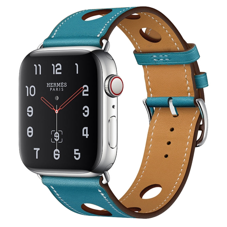 Frerndorf | Für Apple Watch Ultra 49mm / Series 8&7 45mm / SE 2&6&SE&5&4 44mm / 3&2&1 42mm Leder Drei Löcher Uhrenarmband (Blau)