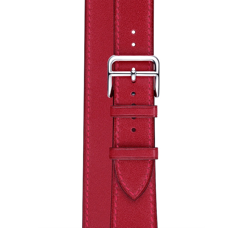 Frendorf | Für Apple Watch Series 7 45mm / 6 & SE & 5 & 4 44mm / 3 & 2 & 1 42mm Leder Doppel Loop Uhrenarmband (Rot)