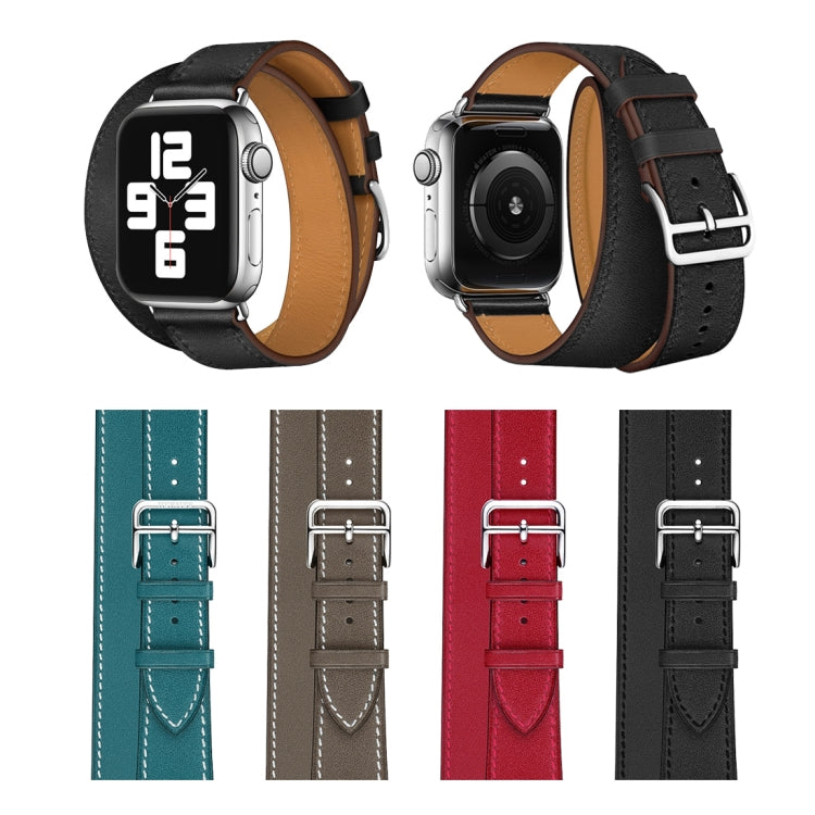 Frendorf | Für Apple Watch Series 7 45mm / 6 & SE & 5 & 4 44mm / 3 & 2 & 1 42mm Leder Doppel Loop Uhrenarmband (Rot)