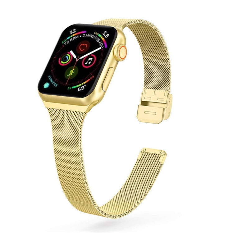 Frerndorf | Für Apple Watch Series 9&8&7 41mm / SE 3&SE 2&6&SE&5&4 40mm / 3&2&1 38mm Milanese Edelstahl-Uhrenarmband (Gold)
